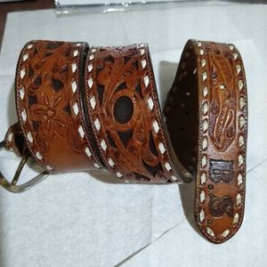 Tony Lama, USA made Floral hand tooled genuine leather belt